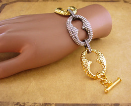 Big Glitzy designer bracelet / Rhinestone Large links - Vintage princess Amanda  - £75.66 GBP
