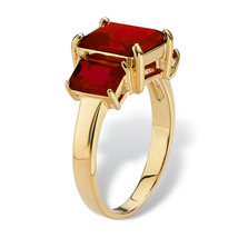 PalmBeach Jewelry Emerald-Cut Birthstone Gold-Plated Ring-July-Ruby - £25.59 GBP