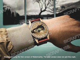 Vintage Style Exquisite Handmade Steampunk Brass Sundial Compass Wristwatch - £22.55 GBP
