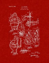 Santa Claus Bank Patent Print - Burgundy Red - $7.95+