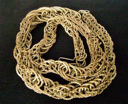 Vintage Brutalist Snake Chain Modernist Industrial Brass Necklace 1970s - £22.33 GBP
