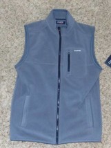 Mens Vest Fleece Chaps Sport Blue Gray Full Zip 1 Pocket Winter $66-sz S - £25.03 GBP