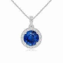 ANGARA Sapphire Dangle Pendant with Diamond in 14K Gold (Grade-AAA, Size-6) - £1,487.24 GBP