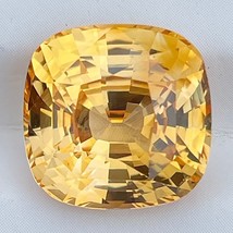 Natural Ceylon Golden Yellow Sapphire 12.30 Cts Cushion Cut Loose Gemstone Sri L - £20,339.82 GBP