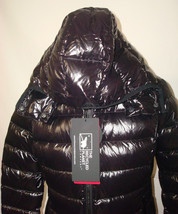 New $395 Womens Recycled Planet Quilted Puffer Coat Removable Hood S Black Parka - £478.28 GBP