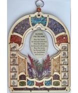 Floral wood ornament with 12 zodiac astrology symbols, hamsa &amp; home bles... - £34.32 GBP