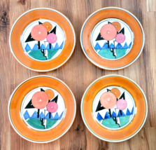 Vintage 1993 CLARICE CLIFF Dinner Plates BIZARRE AUTUMN Set of Four Orange - $199.00