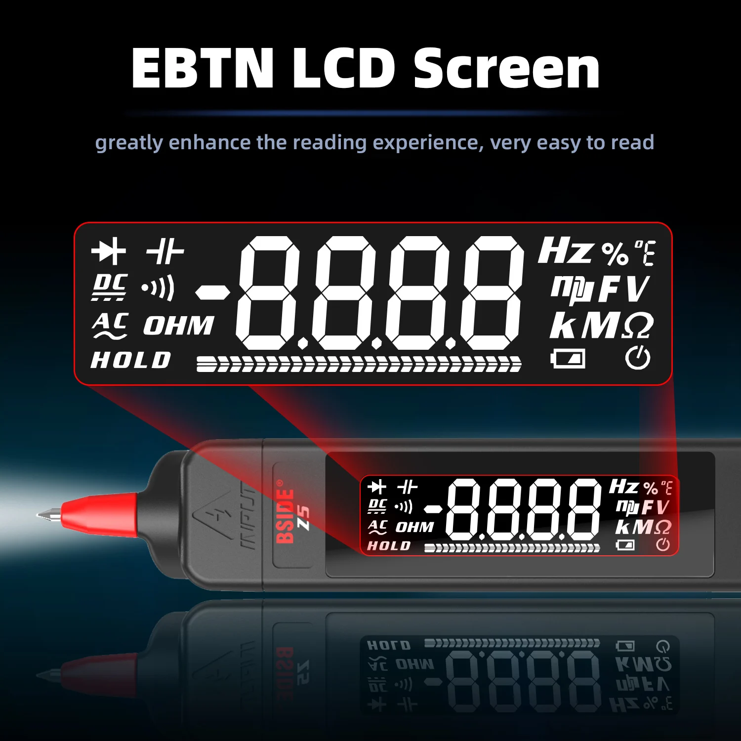 House Home BSIDE Multimeter Digital Tester Smart Pen Type Voltage Detector DC AC - £37.56 GBP