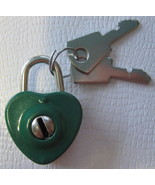 Mini Heart Dark Green Working Lock with 2 Keys - £3.91 GBP