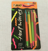 1991 bic wavelengths heat waves pen 4 pack neon colors medium point - $19.75