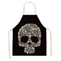 Skull Apron Gothic Biker Heavy Metal Black Flowers for Cooking Gardening... - £4.53 GBP