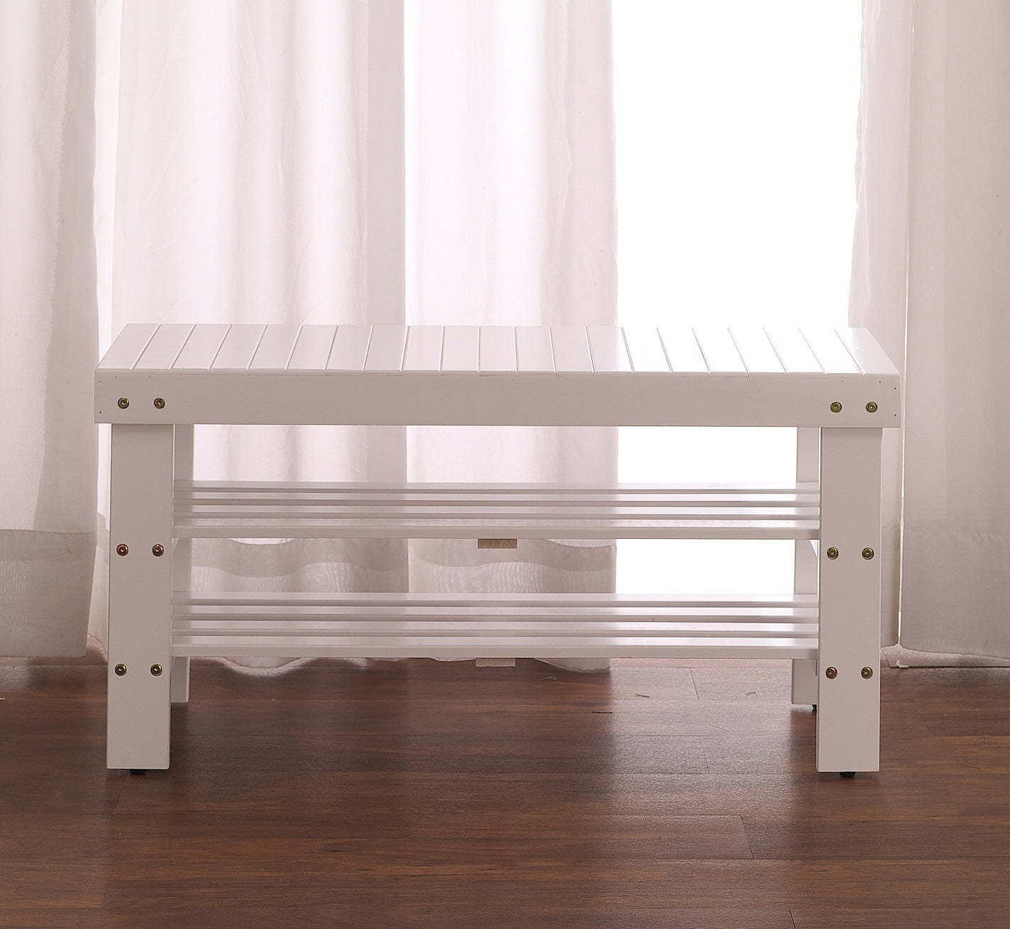 White Solid Wood Shoe Bench - Pina Quality - $83.99