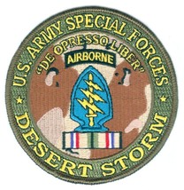 ARMY SPECIAL FORCES AIRBORNE DESERT STORM  RIBBON  4&quot; EMBROIDERED MILITA... - $29.99