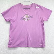 Life is Good Womens Soccer Ball T Shirt Size Large Lavender Purple Short... - £14.01 GBP