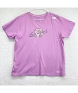 Life is Good Womens Soccer Ball T Shirt Size Large Lavender Purple Short... - £14.19 GBP
