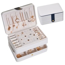 New 2 Layers Travel Portable Ear Stud Earrings Leather Jewelry Storage Box - £39.08 GBP