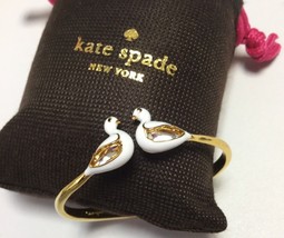 KATE SPADE 12K Gold Plated On Pointe Swan Open Hinge Bangle Bracelet KS Dust Bag - $52.00