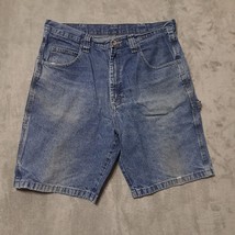 Wrangler Mens Carpenter Jean Shorts Size 34 Blue Vintage Distressed Wear Faded - £33.29 GBP