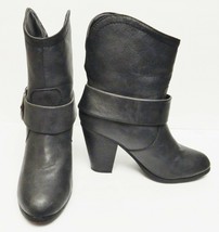 Rampage Barlow Boots Western Fashion Faux Leather Pull On Buckle Black 10 M - $28.82