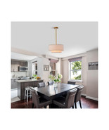 MD41-3MG Alena Matte Gold 3-Light Two-Tier Fabric Drum Shade Chandelier - €141,25 EUR