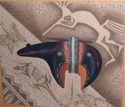 Eugene Batsoslanii Joe Navajo Original Sand Painting Kokopelli Turq 77 Rare Vtg - £1,198.23 GBP
