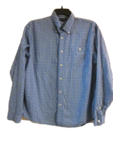 Lands End Men Shirt Button-Down Long Sleeve Plaid Blue Sz Large 16-16 1/2 - £8.68 GBP