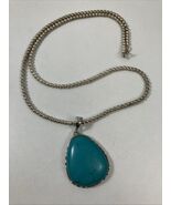 Lucas Lameth Large Turquoise Pendant &amp; 20” Ball Beaded Sterling Silver N... - $122.03 CAD