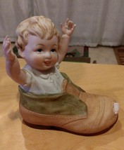 Lefton “Boy In Shoe” Figurine No. KW7678 Vintage Hand Painted Figurine EUC - £7.02 GBP
