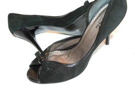 BCBG Paris Ladies Black Leather Stilettos Open Toe Shoes Size 9 - £11.03 GBP