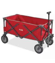 Uline Utility Wagon Quad Folding Rolling Lightweight Red Rubber Wheels S... - £56.32 GBP