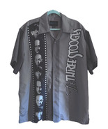 Ralph Marlin THREE STOOGES Shirt-Mens Medium Gray/Black Button Up Short ... - £31.41 GBP