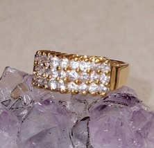 14k HGE Sparkling Faux 3 Row Diamond Raised Peak Pyramid Setting Ring Sz 6 VTG - $62.88