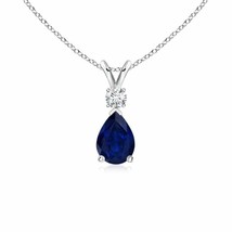 ANGARA 0.82 Ct Blue Sapphire Teardrop Pendant Necklace with Diamond in 14K Gold - £724.75 GBP