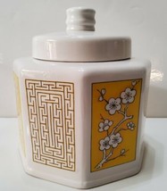 M. Kamenstein VINTAGE 1975 Japan Yellow White Octagon Canister Ginger Jar 6x4.5  - £33.01 GBP