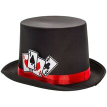 Poker Top Hat 60cm Adult Black Mad Hatter Poker Night Fancy Dress Hat - $17.03