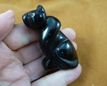 Y-CHE-701 little Black onyx CHEETAH panther gemstone I love wild CATS ca... - $23.36