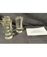Clear Glass Fluted Top set of 3 Shot glasses  3&quot; tall worn gold trim one... - £14.10 GBP