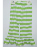 lanks Boutique Girls Lime White Stripe Ruffle Pants Size 18 Months - $13.99