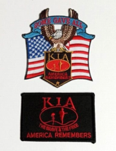 KIA America Remembers USA Flag Eagle Military Embroidered Patch Lot (Qty 2) NEW - £7.80 GBP