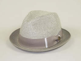 Men's Bently Soft Fedora Briad Straw Hat Stingy Brim Gino Gi217 Silver Gray image 4