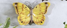 Yellow Butterfly Plaque 15" Long Garden Wall Home Poly Stone Fence Butterflies 