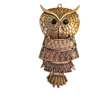 Bronze Colored Owl Pendant Only Textured Articulated 4” X 2” - $15.88