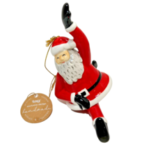 Tag Handmade Dolomite Dancing Santa Splits Christmas Ornament Bell with Tag - $22.50