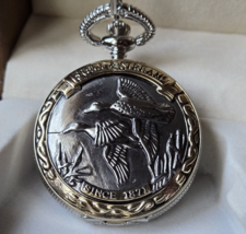 Field and Stream Two Tone Flying Ducks Pocket Watch **Brand New** NIB - $34.95