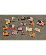 US Flag Pins Brooches Hat Tie Lapel Collect Vintage Set of 16 Various St... - £14.52 GBP