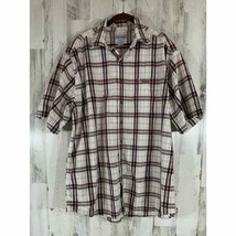 Carhartt Mens Button Up Shirt Brown Cream Plaid Size XL Tall - $15.82
