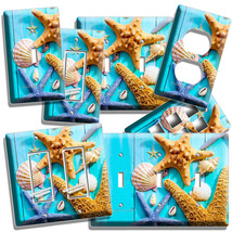 Blue Turquoise Wood Nautical Seashells Starfish Light Switch Outlet Wall Plates - £14.42 GBP+