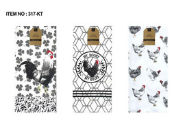 Kitchen Dish Towels Set of 3 ROOSTER Printed Tea 15 x 25 Chicken Farm Cotton - £14.98 GBP