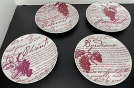 Boston Warehouse Private Reserve Red Wine Porcelain Plate Set of Four 6.5&quot; - £23.73 GBP