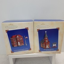 SET OF 2 Hallmark Keepsake Ornaments Christmas Schoolhouse Hometown Church Town - $22.51